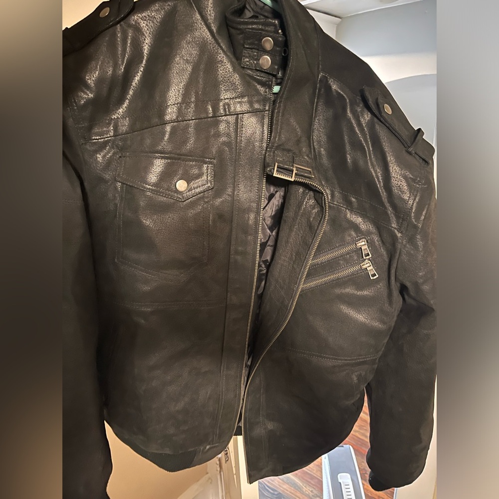 Black leather jacket